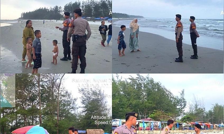 Patroli di Pantai Panjang, Personel Sat Samapta Sampaikan Imbauan Kamtibmas