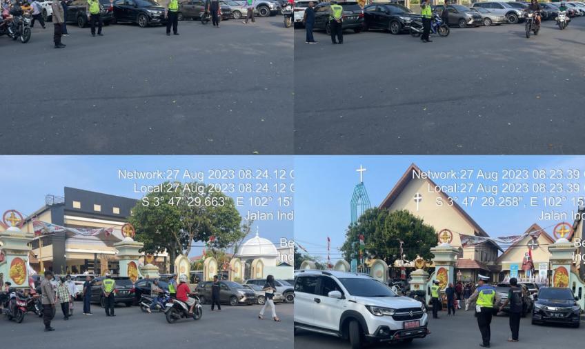 Ibadah Minggu di Gereja Sat Lantas Polresta Bengkulu Laksanakan Pengaturan Lalin 
