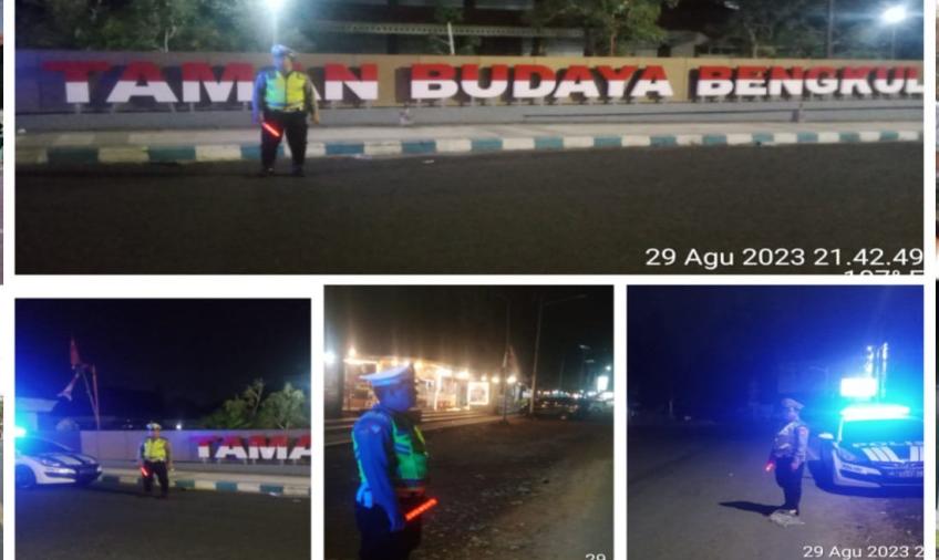 Cegah Aksi Balap Liar, Personel Sat Lantas Polresta Bengkulu Patroli Blue Light di Wilkum 