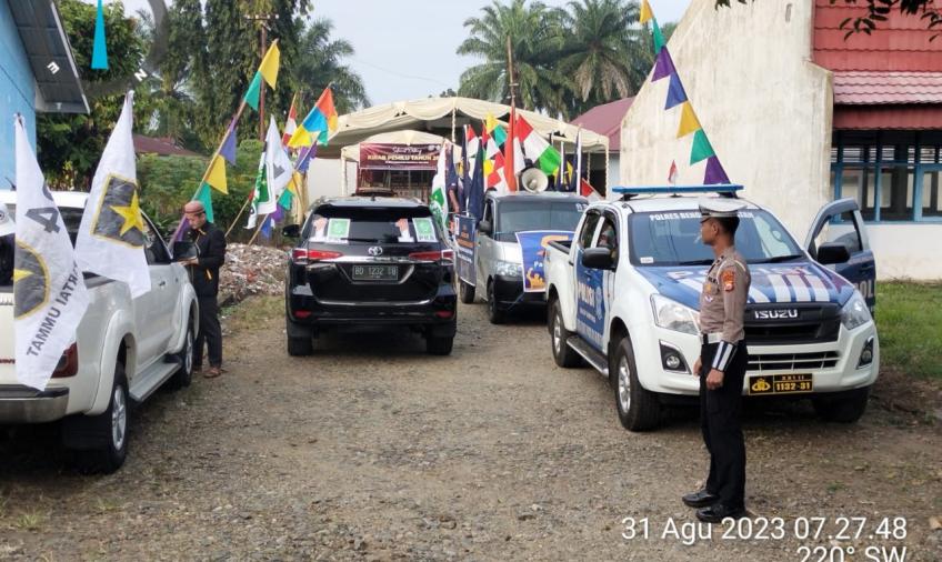 Sat Lantas Polres BS Lakukan Pengaturan Lalu Lintas Kirab Pemilu Tahun 2024  