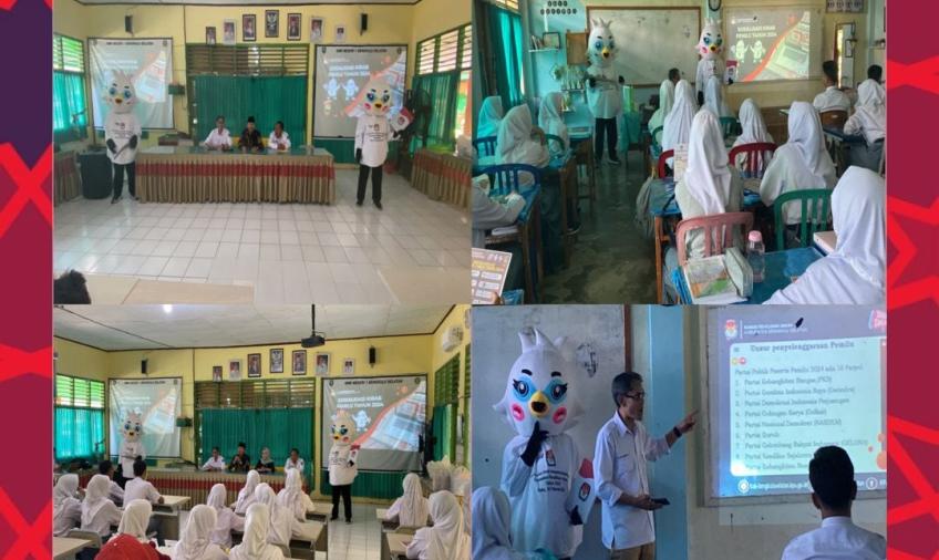 Polres BS Lakukan Pengamanan Sosialisasi Kirab Pemilu 2024 di SMKN I  BS dan SMAN I BS