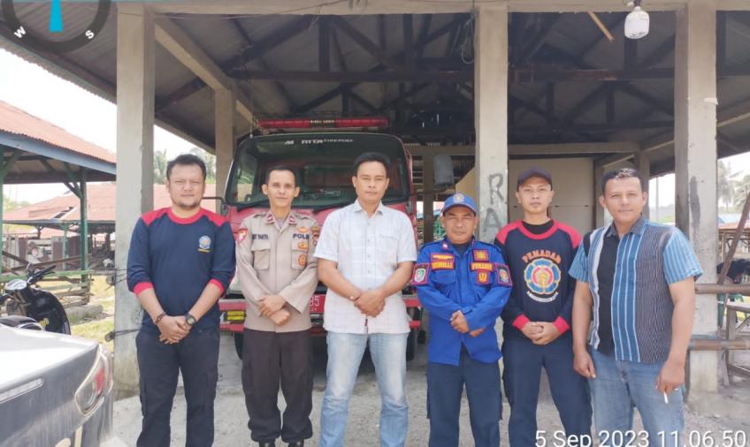 Polsek Tanjung Kemuning Koordinasi Persiapan Penaggulangan Karhutla Bersama Pihak Kecamatan dan Damkar