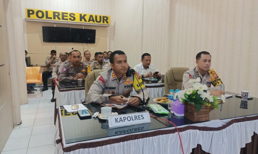 Polres Kaur Ikuti Zoom Meeting Rapat Kesiapan Simulasi Sispamkota Pemilu Tahun 2024