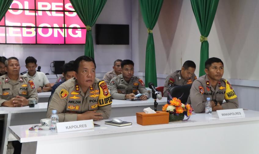 Kapolres Lebong  Ikuti Vicon Anev dan Pemaparan Program Quickwins Triwulan III
