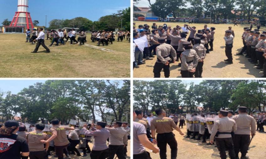 Ratusan Personel Polresta Bengkulu Simulasi Pengamanan Pemilu 2024