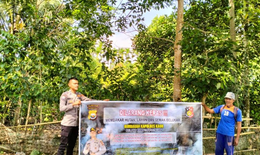 Cegah Kebakaran Lahan di Musim Panas, Polsek Padang Guci Hulu Sosialisasi Karhutlah 