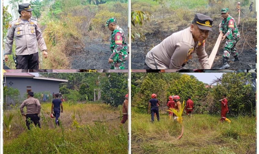 Petugas Gabungan Padamkan Api Kebakaran di Lahan Gambut Kandang Limun