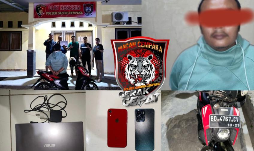 Hitungan Jam, Polsek Gading Cempaka Tangkap Pencuri Sepeda Motor, Hp dan Laptop Warga Padang Harapan