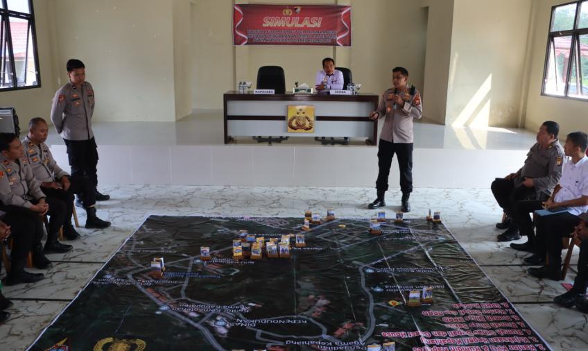 Persiapkan Langkah-Langkah Pengamanan Pemilu, Polres Kepahiang Gelar Simulasi Tactical Floor Game