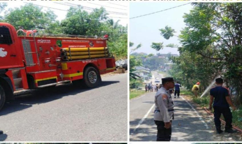 Polisi Bantu Padamkan Kebakaran di Lingkar Barat