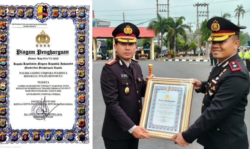 Lomba Satkamling Tingkat Nasional, Polsek Gading Cempaka Terima Penghargaan Dari Kapolri