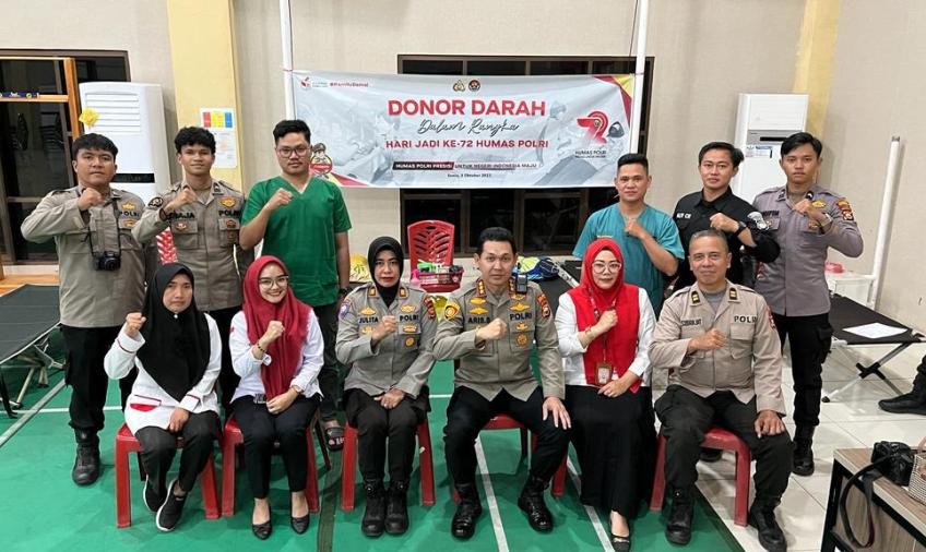 Kapolresta Bengkulu Ikuti Kegiatan Bakti Kesehatan Donor Darah HUT Ke-72 Humas Polri 