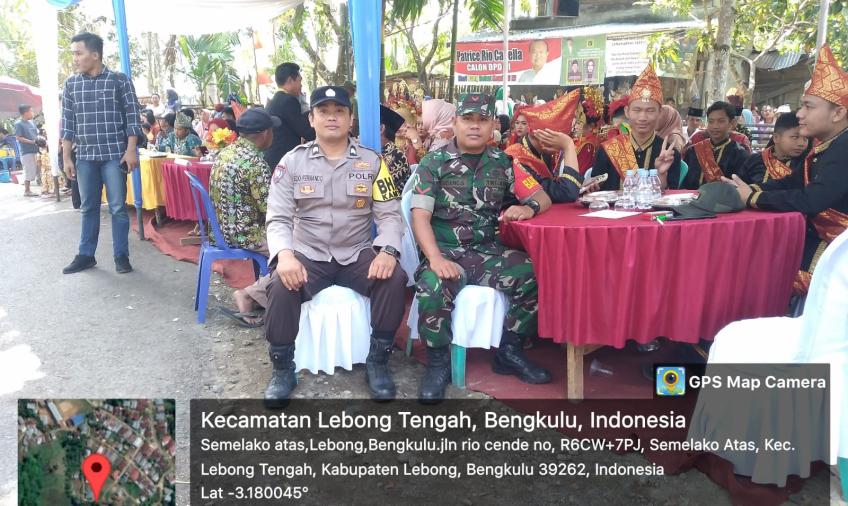 Bhabinkamtibmas Polsek Lebong Tengah Hadiri Ritual Adat Kedurai Muang Apem