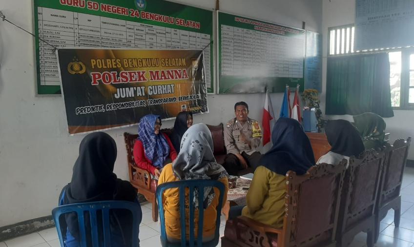 Polsek Manna Gelar Jumat Curhat di SDN 24 Bengkulu Selatan Desa Melao Kecamatan Manna