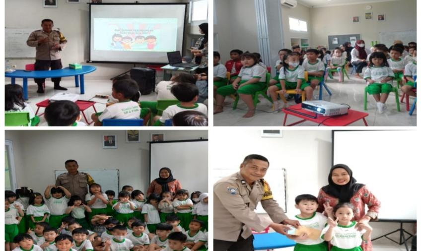 Bhabinkamtibmas Polsek Teluk Segara Sampaikan Sosialisasi Pencegahan Perundungan kepada Siswa Siswi PAUD