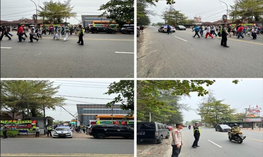 Personel Polresta Bengkulu Laksanakan Pengamanan dan Pengaturan Lalin Jalan Santai HUT IPPAT 