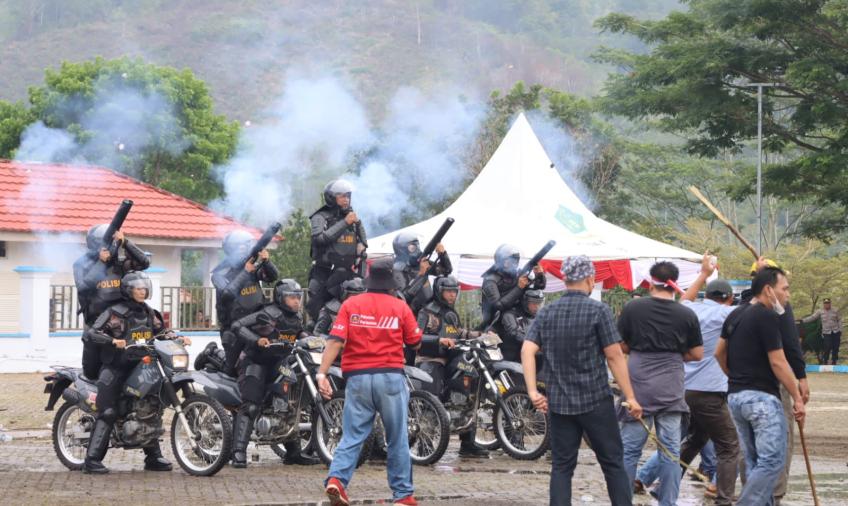 Polres Lebong Gelar Simulasi Sispam Kota Dalam Rangka Pengamanan Pemilu 2024