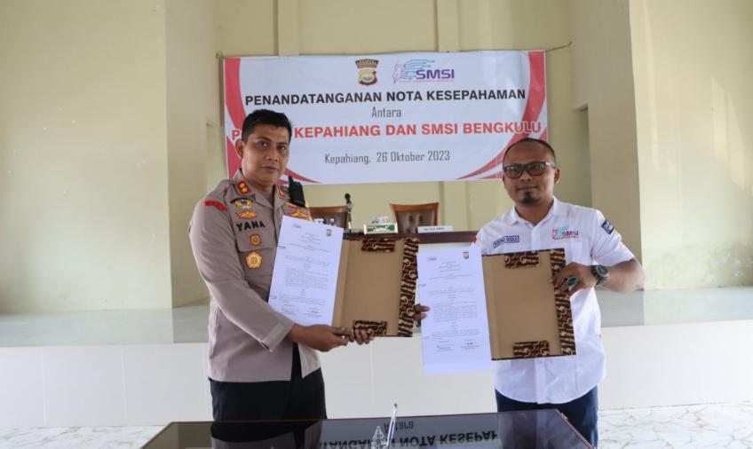 Jalin Sinergi, Polres Kepahiang Teken Nota Kesepahaman Bersama SMSI