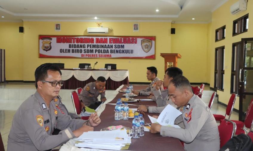 Biro SDM Polda Bengkulu Laksanakan Monev Bidang Pembinaan SDM di Polres Seluma