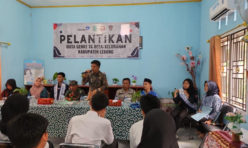 Kanit Binmas dan Bhabinkamtibmas Polsek Lebong Utara Hadiri Pelantikan Duta Genre Tingkat Desa Se Kecamatan Amen