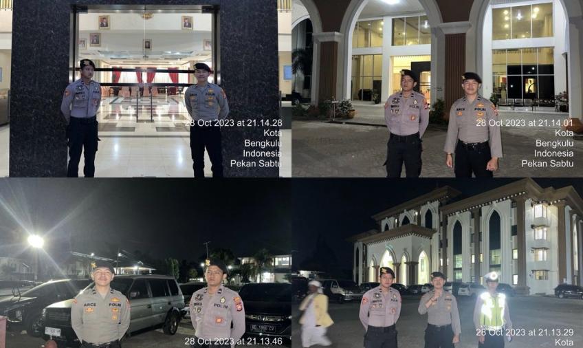 Personel Sat Samapta Polresta Bengkulu Lakukan Pengamanan Rakernas dan Pelantikan Pengurus DPC Pengajian Ilmu Tasawuf Thorikoh Naqsyabandiyah 