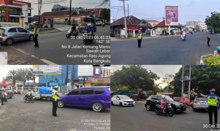 Personel Polresta Bengkulu Rutin Gelar Pengaturan Lalin Setiap Pagi 