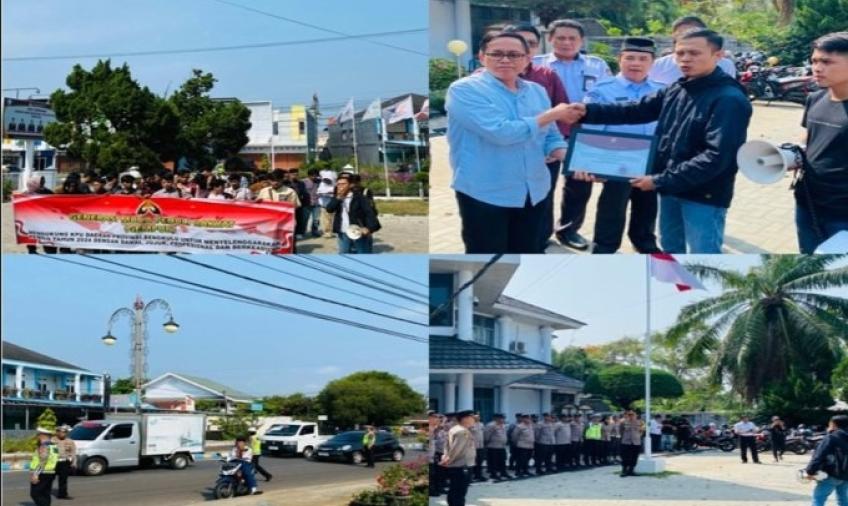 Polresta Bengkulu dan Polsek Gading Cempaka Amankan Aksi Damai DPD Gempur di KPU Provinsi Bengkulu