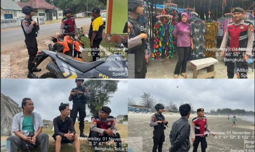 Patroli di Kawasan Pantai, Polisi Sampaiakn Imbauan Kamtibmas 