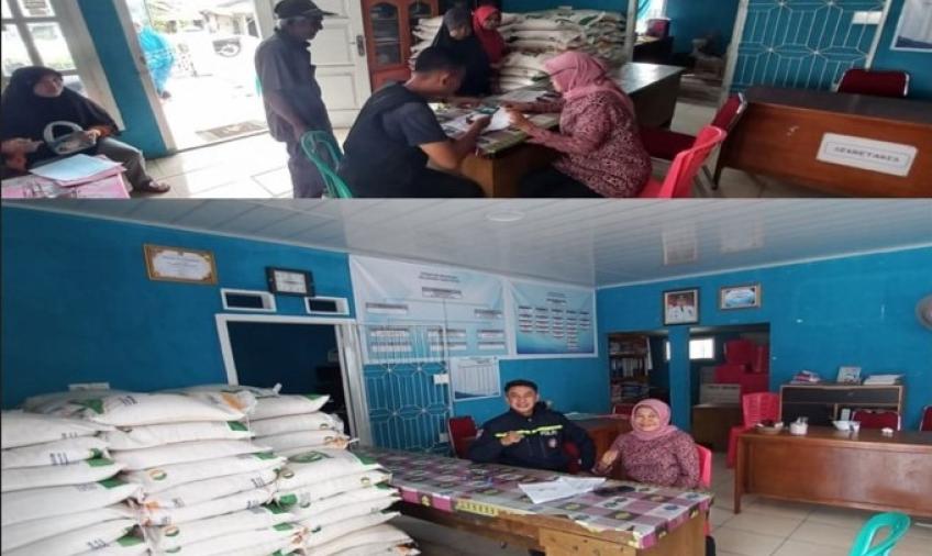 Bhabinkamtibmas Polsek Ratu Agung, Monitoring  Pendistribusian Bantuan Pangan di Kelurahan Tanah Patah