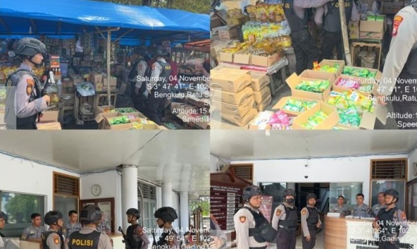 Personel Sat Samapta Polresta Bengkulu Patroli Mobiling, Sasar Pasar dan Posko OMB KPU Provinsi 