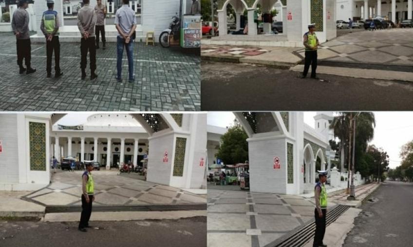Sat Lantas Polresta Bengkulu Gelar Pengaturan Lalin Tabligh Akbar di Masjid Agung At Taqwa