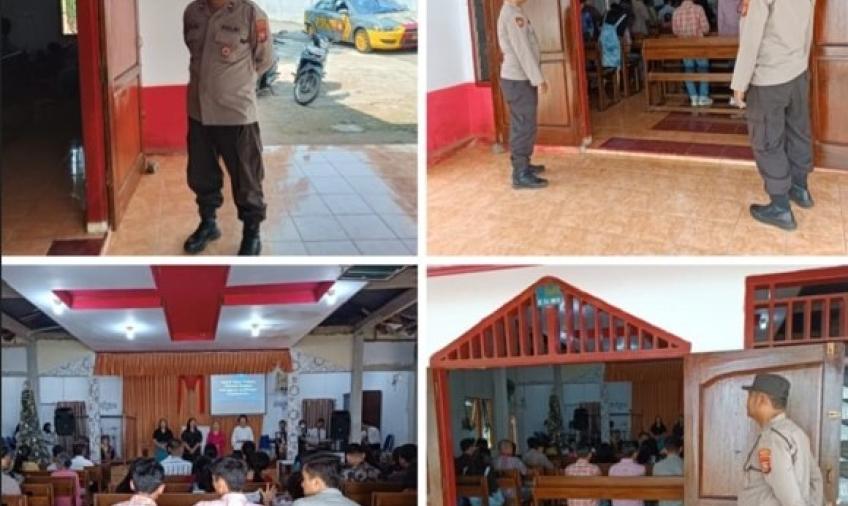 Tingkatkan Pengamanan Ibadah Umat Kristiani, Polsek Muara Bangkahulu Patroli di Gereja Pante Kosta 