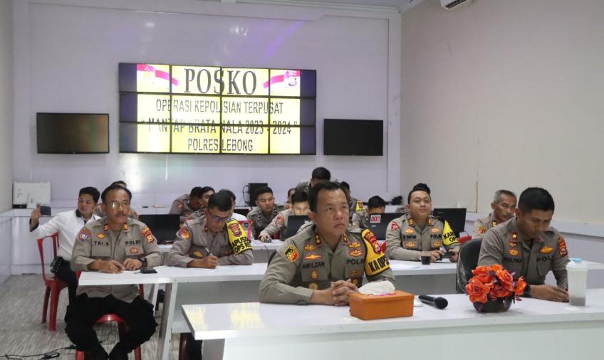 Kapolres Lebong Ikuti Zoom Meeting Latihan Olah Strategi Operasi Mantap Brata
