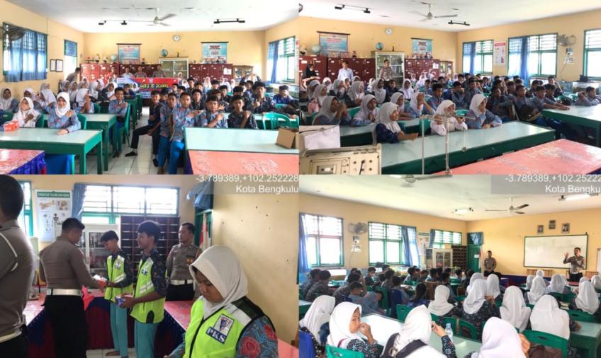 Police Goes to School, Satlantas Polresta Bengkulu Sambangi SMPN 18 Koata Bengkulu Sosialisasikan Tertib Berlalu Lintas