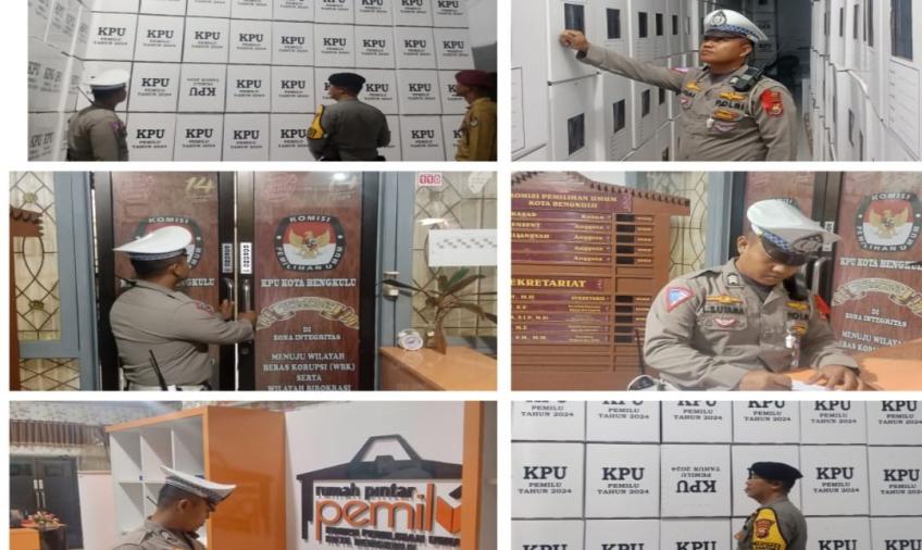 Patroli, Personel Subsatgas OMB Lakukan Pengecekan dan Kontrol di Seputran Lingkungan Kantor KPU 