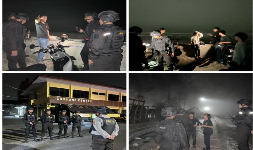 Patroli Malam Hari, Polresta Bengkulu Tertibkan Pemuda yang Nongkrong dan Minum di Jalan Pariwisata