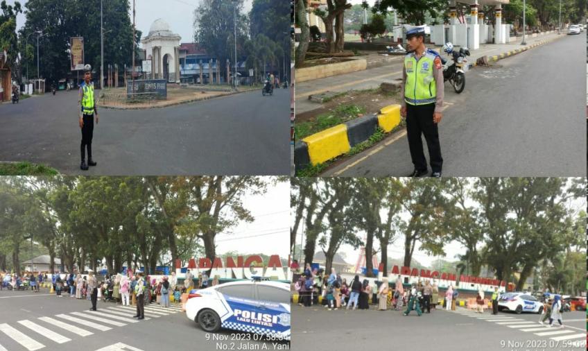 Personel Sat Lantas Polresta Bengkulu Gelar Pengawalan dan Pengaturan Lalin Peringatan Hari Pahlawan TK Inti Aisyah Bustanul Athafal 