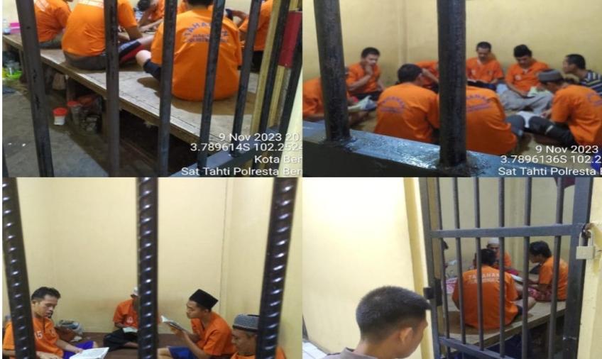 Malam Jumat, Tahanan Polresta Bengkulu Gelar Yasinan Bersama 