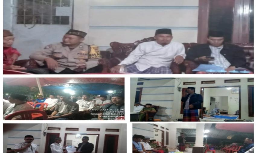  Bentuk Empati, Bhabinkamtibmas Kelurahan Sukarami Hadiri Tabligh Musibah Warga Binaannya