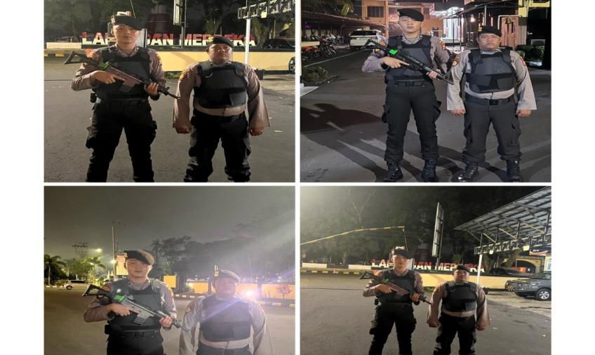 Jaga Keamanan Mako Anggota Piket Patroli Berkala di Mako Polresta Bengkulu