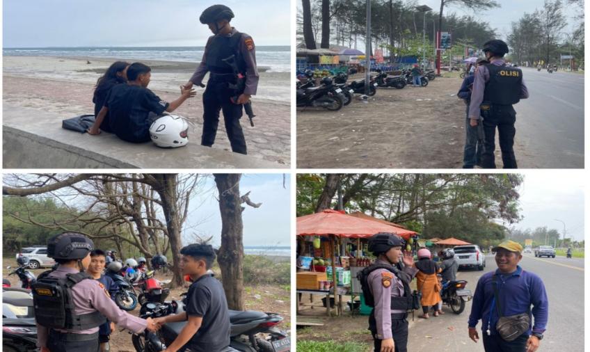 Patroli di Seputaran Wisata Pantai, Personel Sat Samampta Sampaikan Imbauan