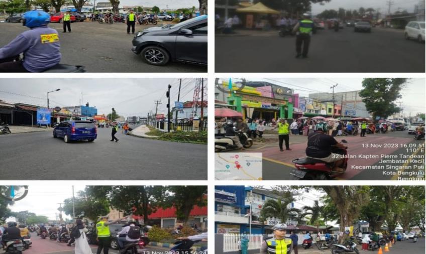 Antisipasi Kemacetan, Sat Lantas Polresta Bengkulu Gelar Pengaturan Lalin Dititik Rawan Kemacetan