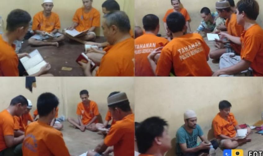 Malam Rabu, Tahanan Polresta Bengkulu Gelar Binrohtal Bersama
