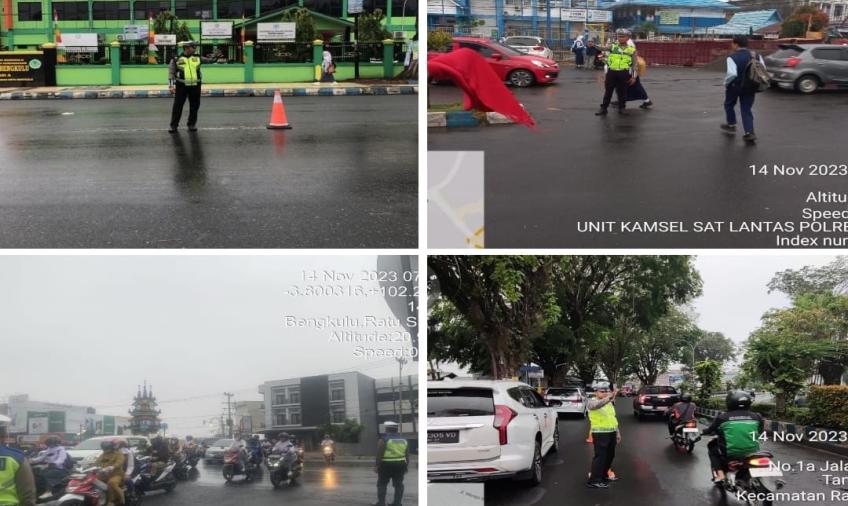 Cegah Kemacetan, Sat Lantas Polresta Bengkulu Gelar Pengaturan Lalin Pagi Hari 
