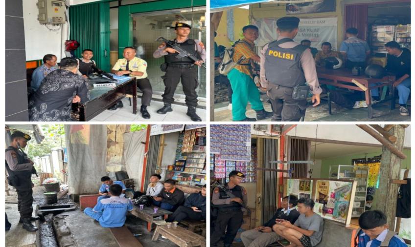 Sambangi Obvit dan Pemuda yang Nongkrong di Warung Manisan, Personel Sat Samapta Sampaikan Imbauan 