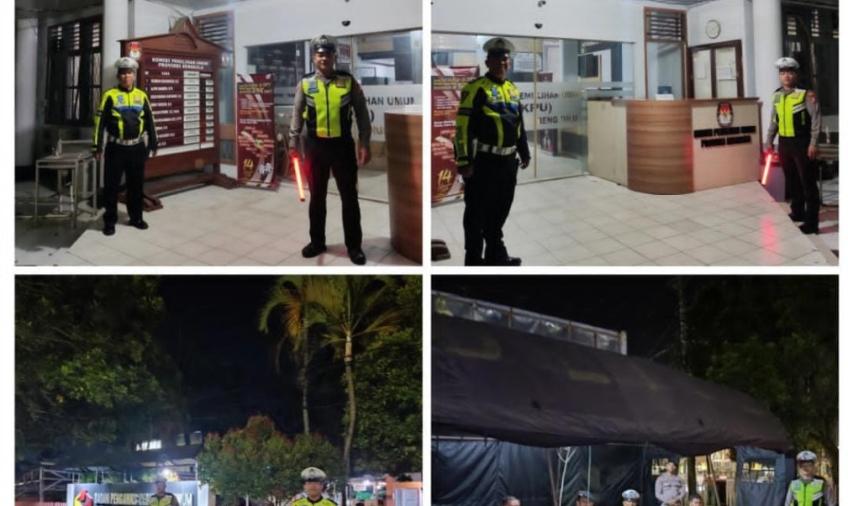 Lakukan Pengamanan, Personel Polresta Bengkulu Sambangi Kantor Bawaslu dan KPU Provinsi Bengkulu