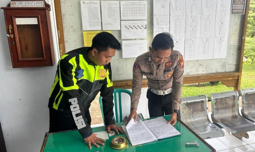 Satgas Kamsetibcarlantas Polres Kaur, Sambangi KPUD Sampaikan Imbauan Ciptakan Pemilu Damai 