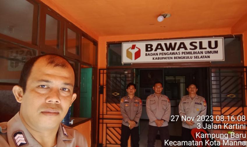 Pengamanan Jelang Masa Kampanye Pemilu di Kantor Bawaslu Kabupaten Bengkulu Selatan Ditingkatkan