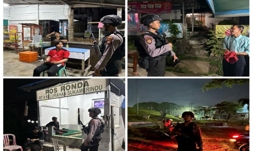 Laksanakan Patroli, Sat Samapta Polresta Bengkulu Sambangi Pos Ronda dan Sampaikan Imbauan Kamtibmas 