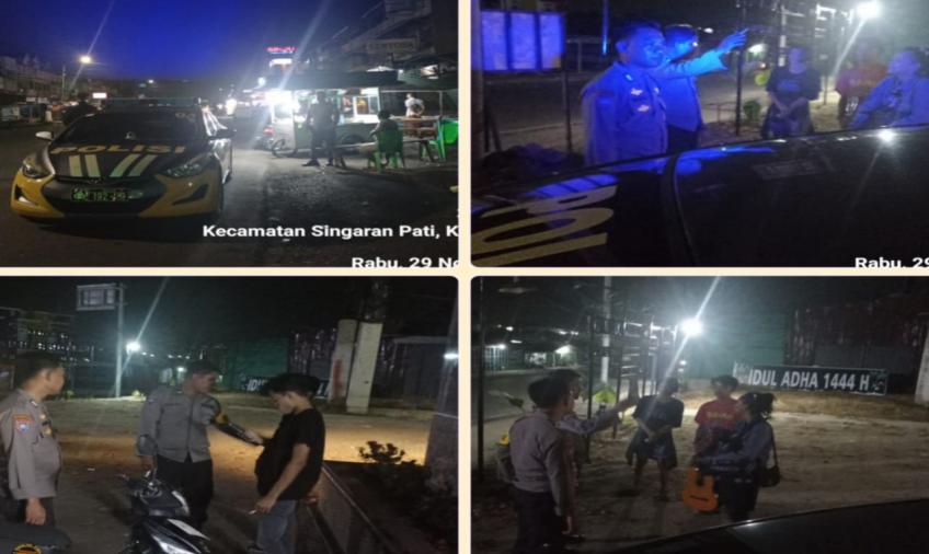 Sambangi Anak Muda yang Nongkrong di Depan Masjid Baitul Rahman, Personel Polsek Gading Cemapaka  Sampaiak Imbaun Kamtibas